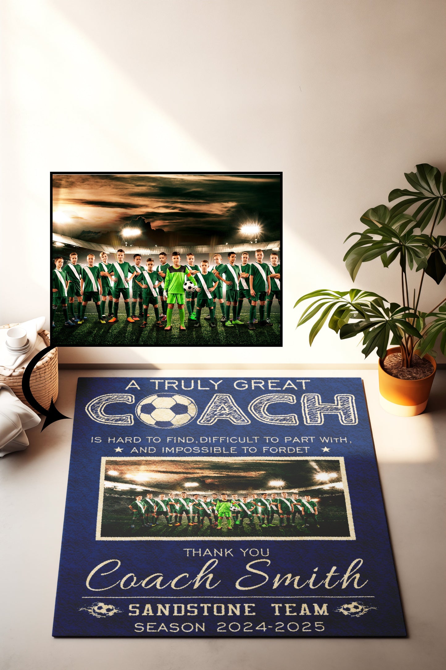 Personalized A Truly Great Coach Soccer carpet - Sky-Custom