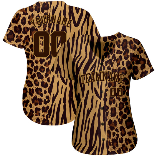 Custom 3D Pattern Design Leopard Skin Zebra Stripe Authentic Baseball Jersey - Sky-Custom