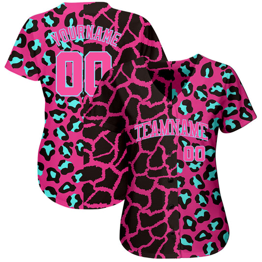 Custom 3D Pattern Design Leopard Authentic Baseball Jersey - Sky-Custom
