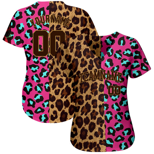Custom 3D Pattern Design Leopard Authentic Baseball Jersey - Sky-Custom