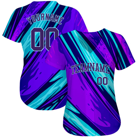 Custom 3D Pattern Design Abstract Pattern For Sport Team Authentic Baseball Jersey - Sky-Custom