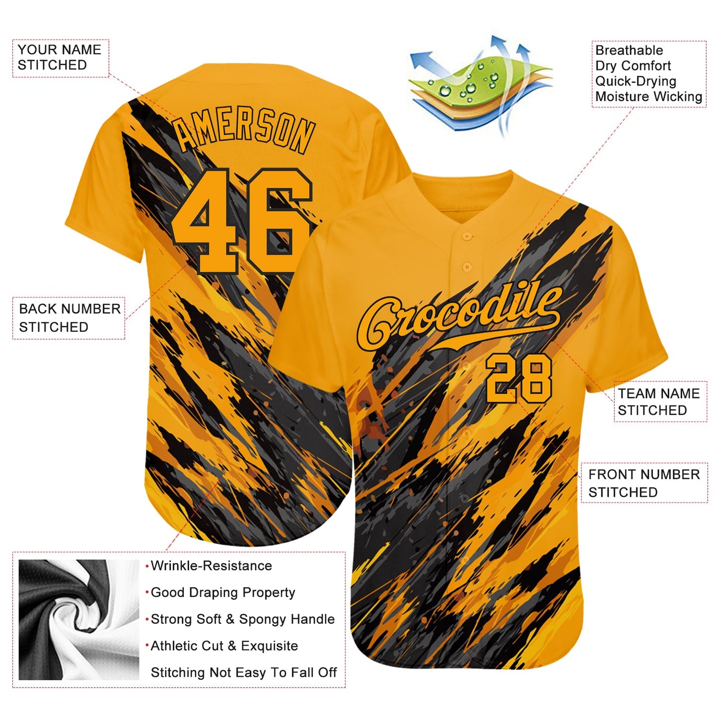 Custom 3D Pattern Design Sport Authentic Baseball Jersey - Sky-Custom