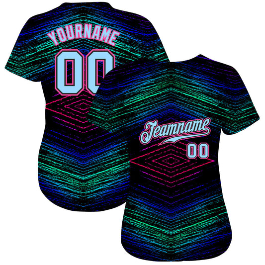 Custom 3D Pattern Design Lines Authentic Baseball Jersey - Sky-Custom