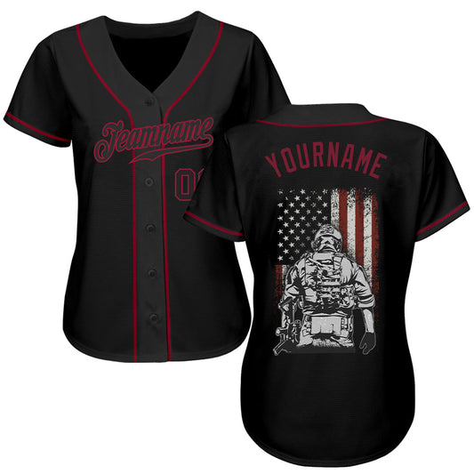 Custom 3D Pattern Design American Soldier Battlefield Authentic Baseball Jersey - Sky-Custom