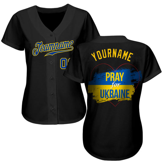 Custom 3D Pattern Design Pray For Ukraine Peace Authentic Baseball Jersey - Sky-Custom