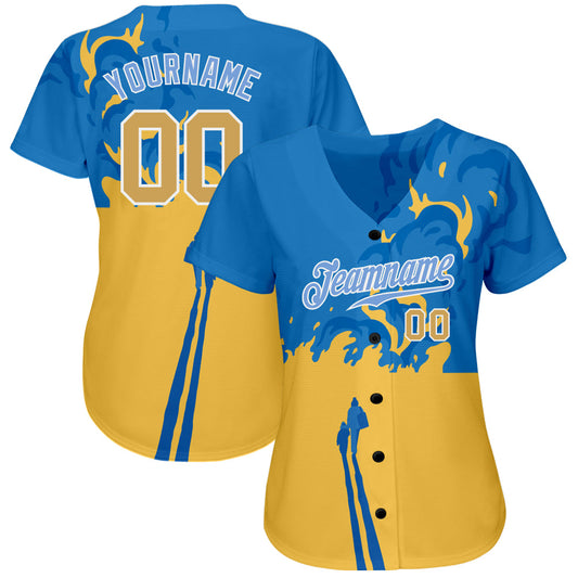 Custom 3D Pattern Design Stop War In Ukraine Authentic Baseball Jersey - Sky-Custom