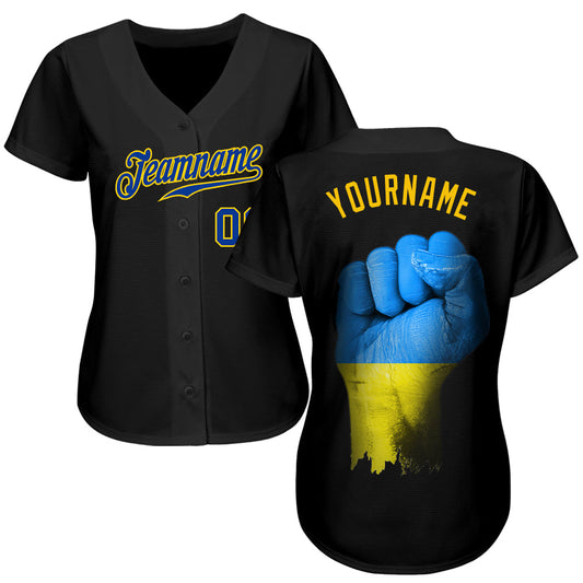 Custom 3D Pattern Design Solidarity With Ukraine Patriotic And Togetherness Authentic Baseball Jersey - Sky-Custom