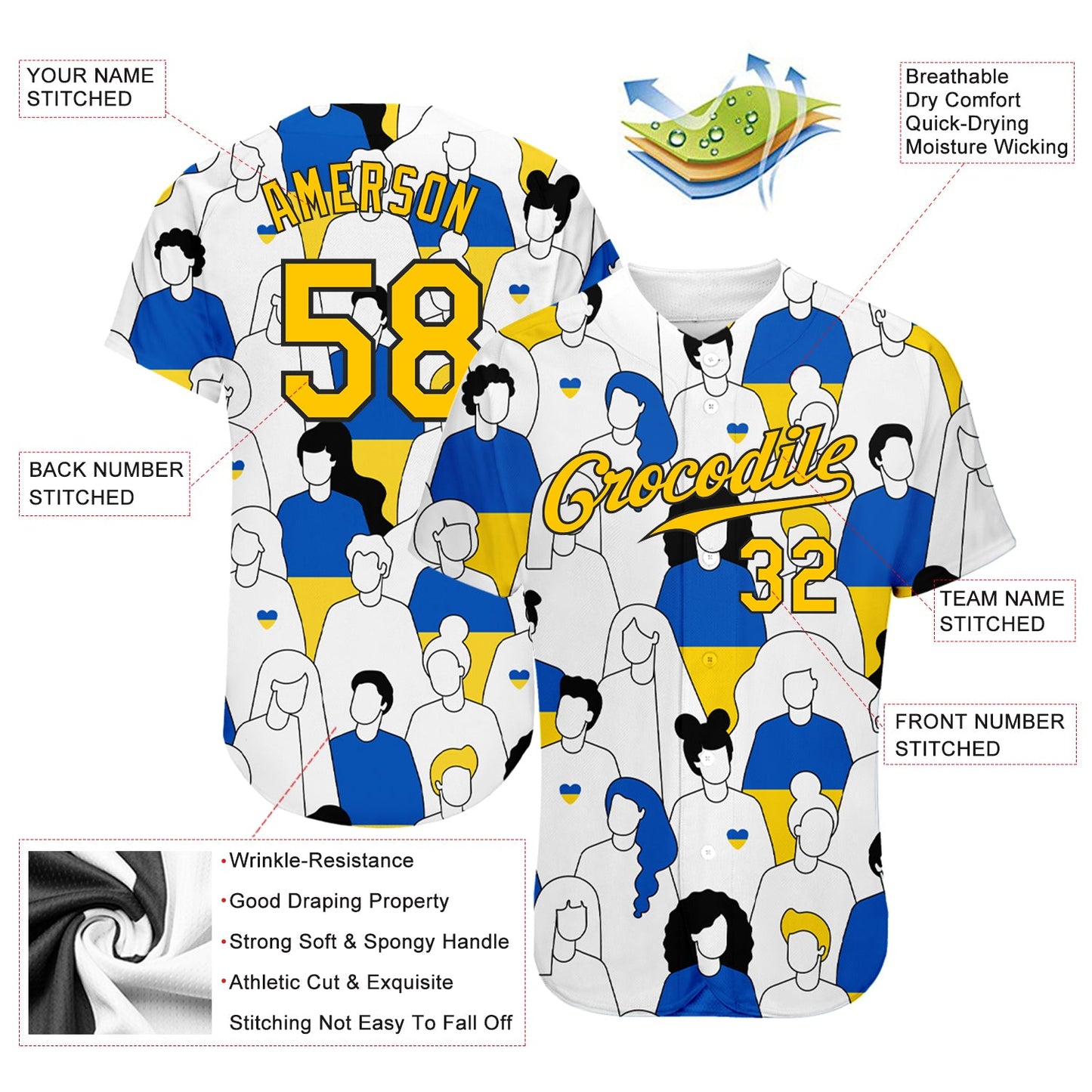 Custom 3D Pattern Design Patriot Of Ukraine Authentic Baseball Jersey - Sky-Custom