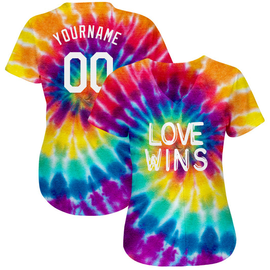 Custom Rainbow For Pride Month Love Wins LGBT Authentic Baseball Jersey - Sky-Custom