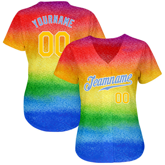 Custom Rainbow For Pride Month Love Is Love LGBT Authentic Baseball Jersey - Sky-Custom