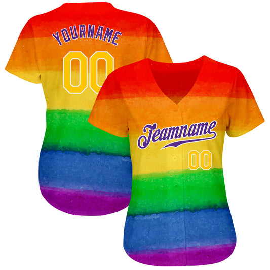 Custom Rainbow For Pride Month Love Is Love LGBT Authentic Baseball Jersey - Sky-Custom