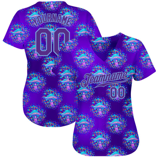 Custom 3D Pattern Design Magic Mushrooms Psychedelic Hallucination Authentic Baseball Jersey - Sky-Custom
