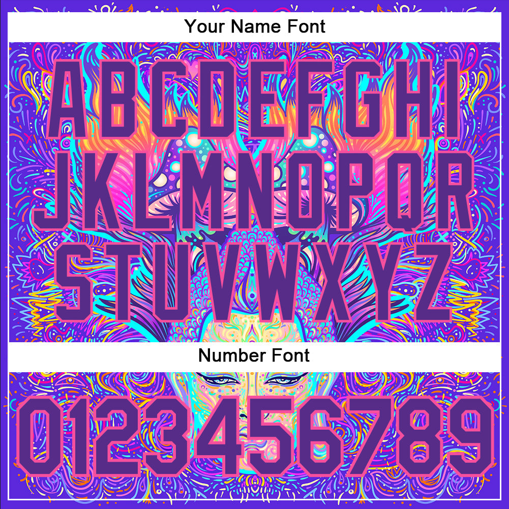 Custom 3D Pattern Design Sitting Buddha Over Colorful Neon Background Psychedelic Mushroom Composition Authentic Baseball Jersey - Sky-Custom