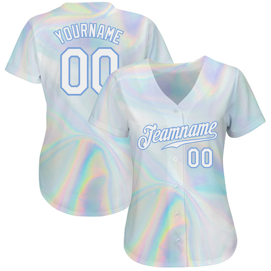 Custom 3D Pattern Design Abstract Trendy Holographic Vaporwave Style Authentic Baseball Jersey - Sky-Custom
