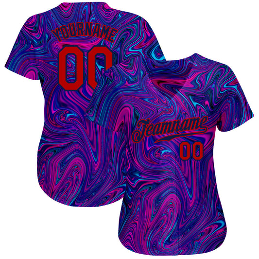 Custom 3D Pattern Design Abstract Interweaving Curved Fluid Art Authentic Baseball Jersey - Sky-Custom
