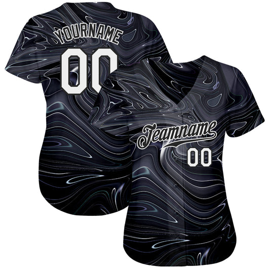 Custom 3D Pattern Design Abstract Liquid Marbling Fluid Art Authentic Baseball Jersey - Sky-Custom