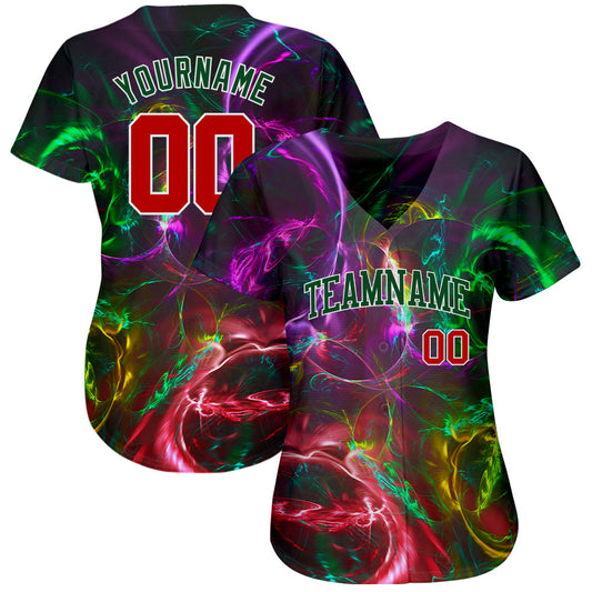 Custom 3D Pattern Design Abstract Fractal Rendering Authentic Baseball Jersey - Sky-Custom