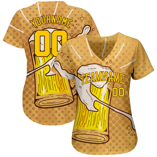 Custom 3D Pattern Design Let's Drink Authentic Baseball Jersey - Sky-Custom