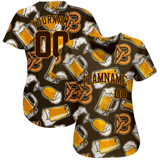 Custom 3D Pattern Design Beer Authentic Baseball Jersey - Sky-Custom