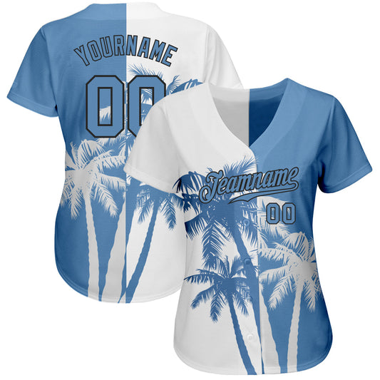 Custom 3D Pattern Design Hawaii Coconut Trees Authentic Baseball Jersey - Sky-Custom