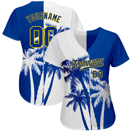 Custom 3D Pattern Design Hawaii Coconut Trees Authentic Baseball Jersey - Sky-Custom
