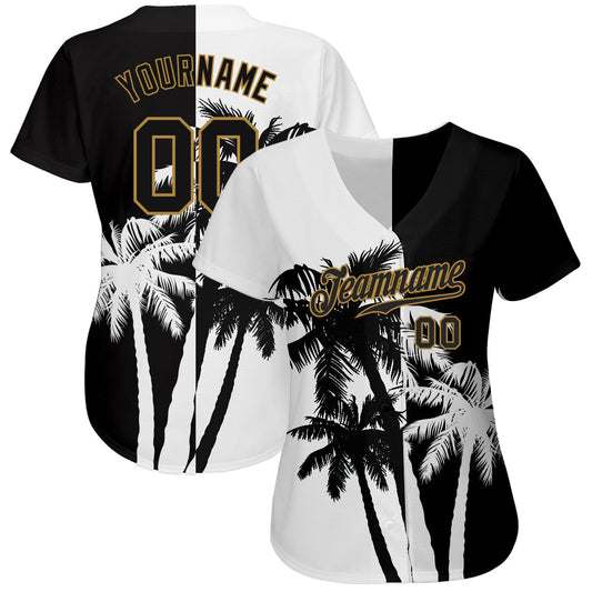 Custom 3D Pattern Design Hawaii Coconut Trees Authentic Baseball Jersey - Sky-Custom