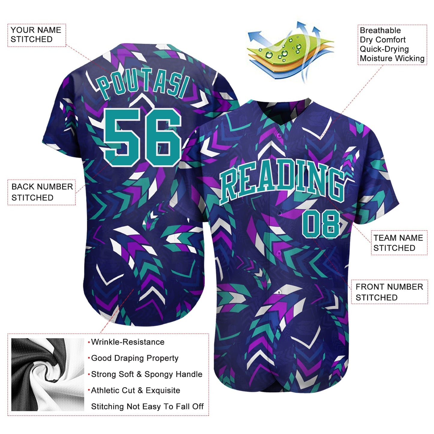 Custom 3D Pattern Design Music Festival Authentic Baseball Jersey - Sky-Custom