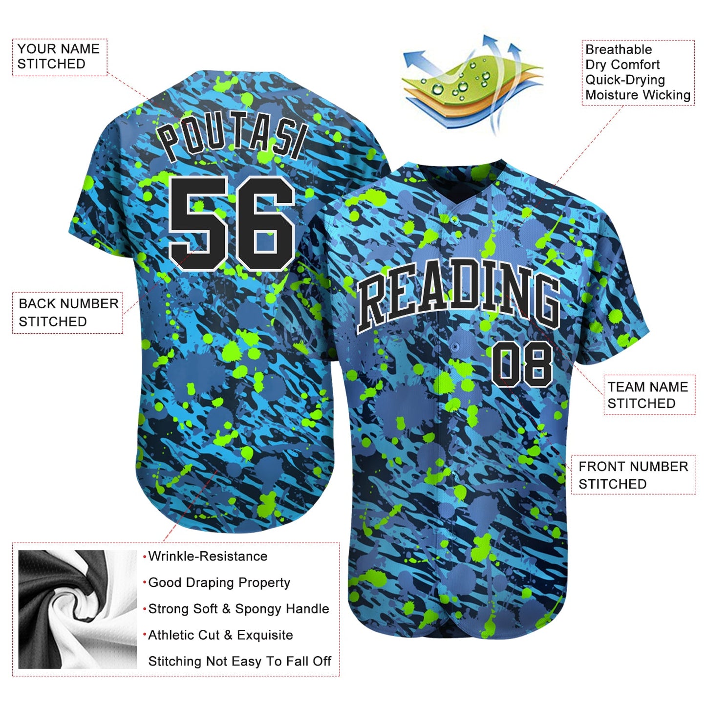 Custom 3D Pattern Design Music Festival Authentic Baseball Jersey - Sky-Custom