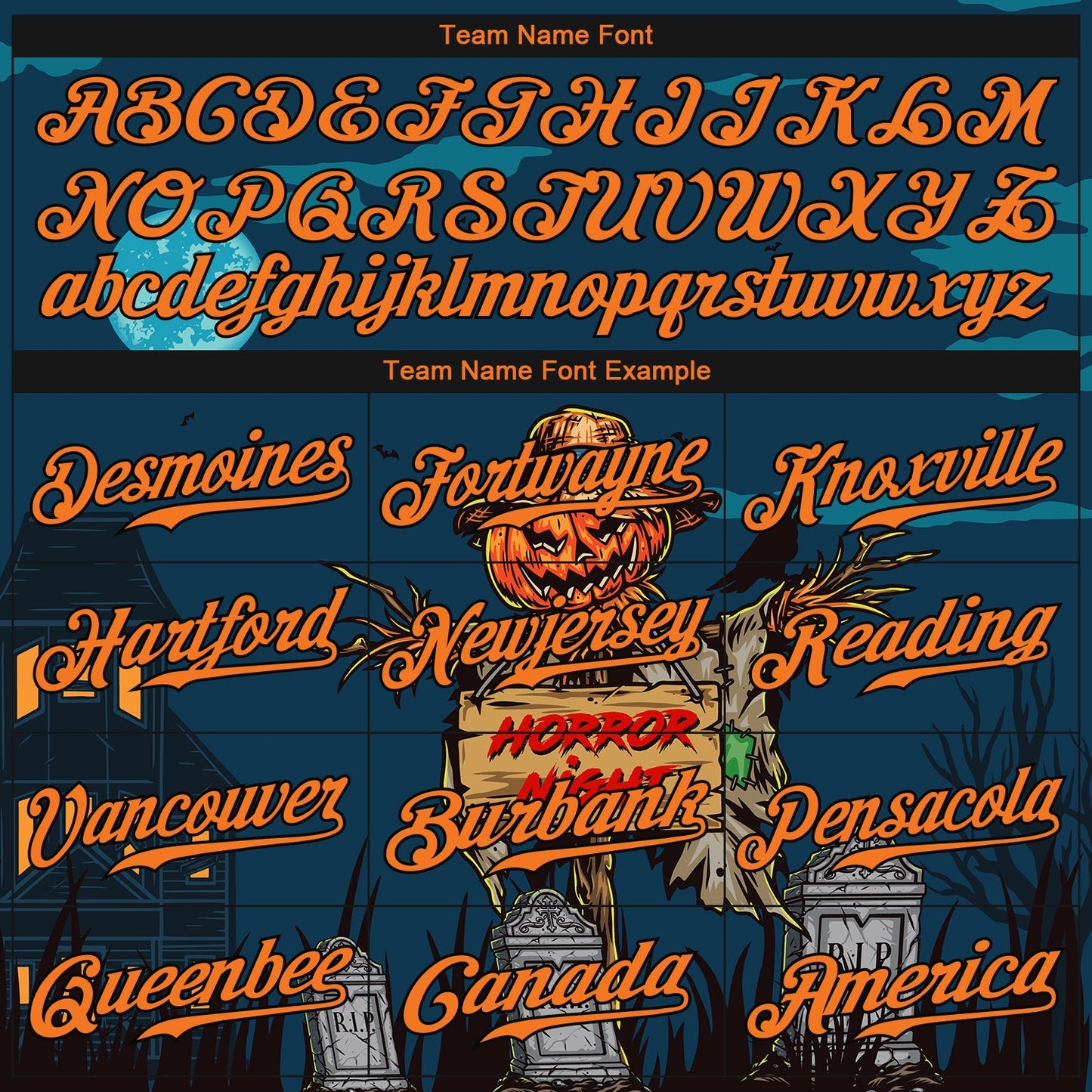 Custom 3D Pattern Halloween Pumpkins Horror Night Authentic Baseball Jersey - Sky-Custom