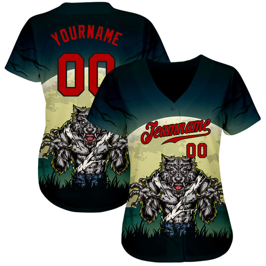 Custom 3D Pattern Halloween Trick Treat Horror Night Authentic Baseball Jersey - Sky-Custom