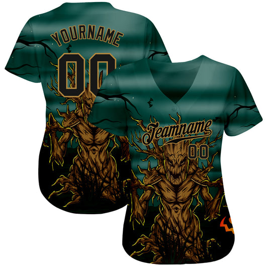 Custom 3D Pattern Halloween Trick Treat Horror Night Authentic Baseball Jersey - Sky-Custom