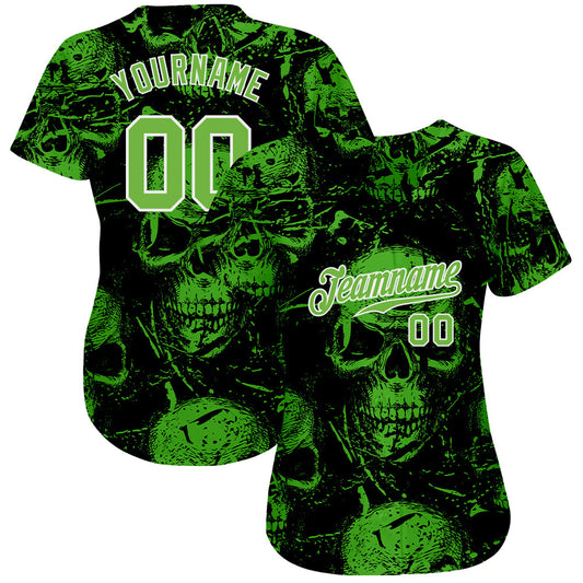 Custom 3D Pattern Halloween Skulls Authentic Baseball Jersey - Sky-Custom