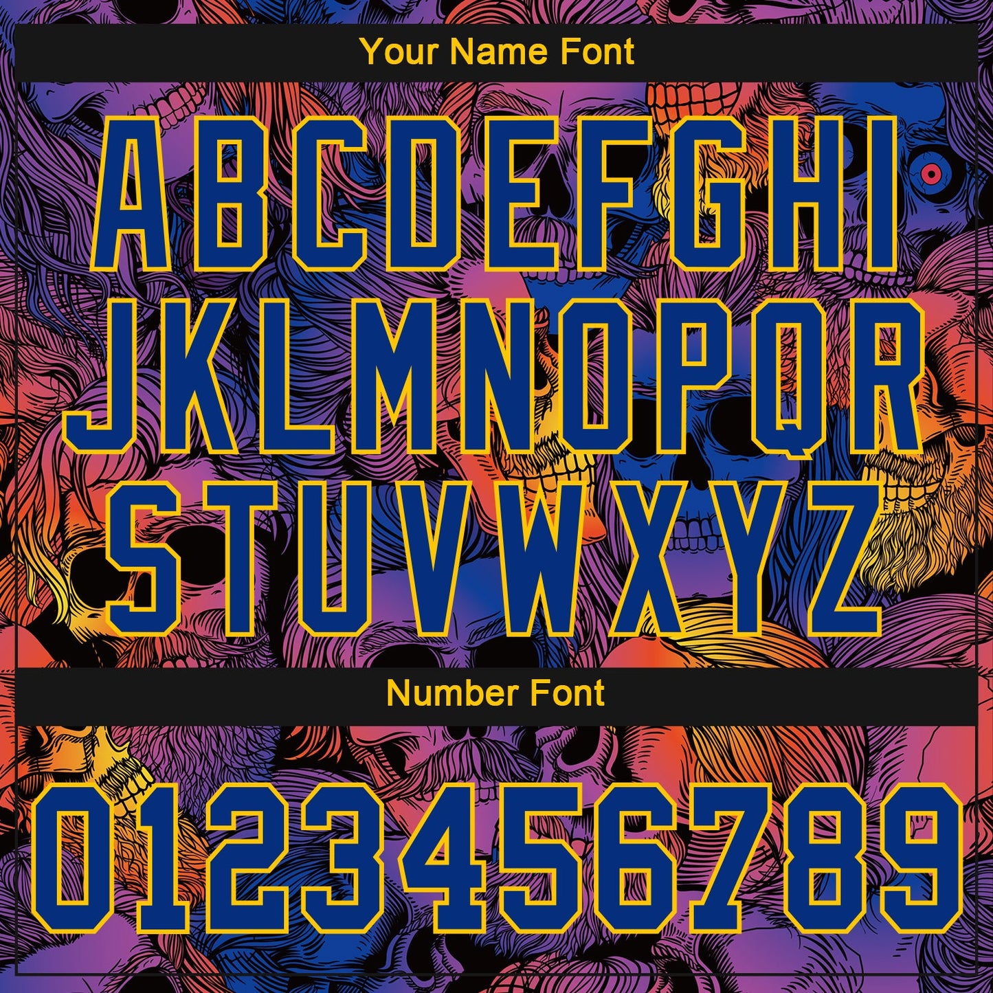 Custom 3D Pattern Halloween Skulls Authentic Baseball Jersey - Sky-Custom