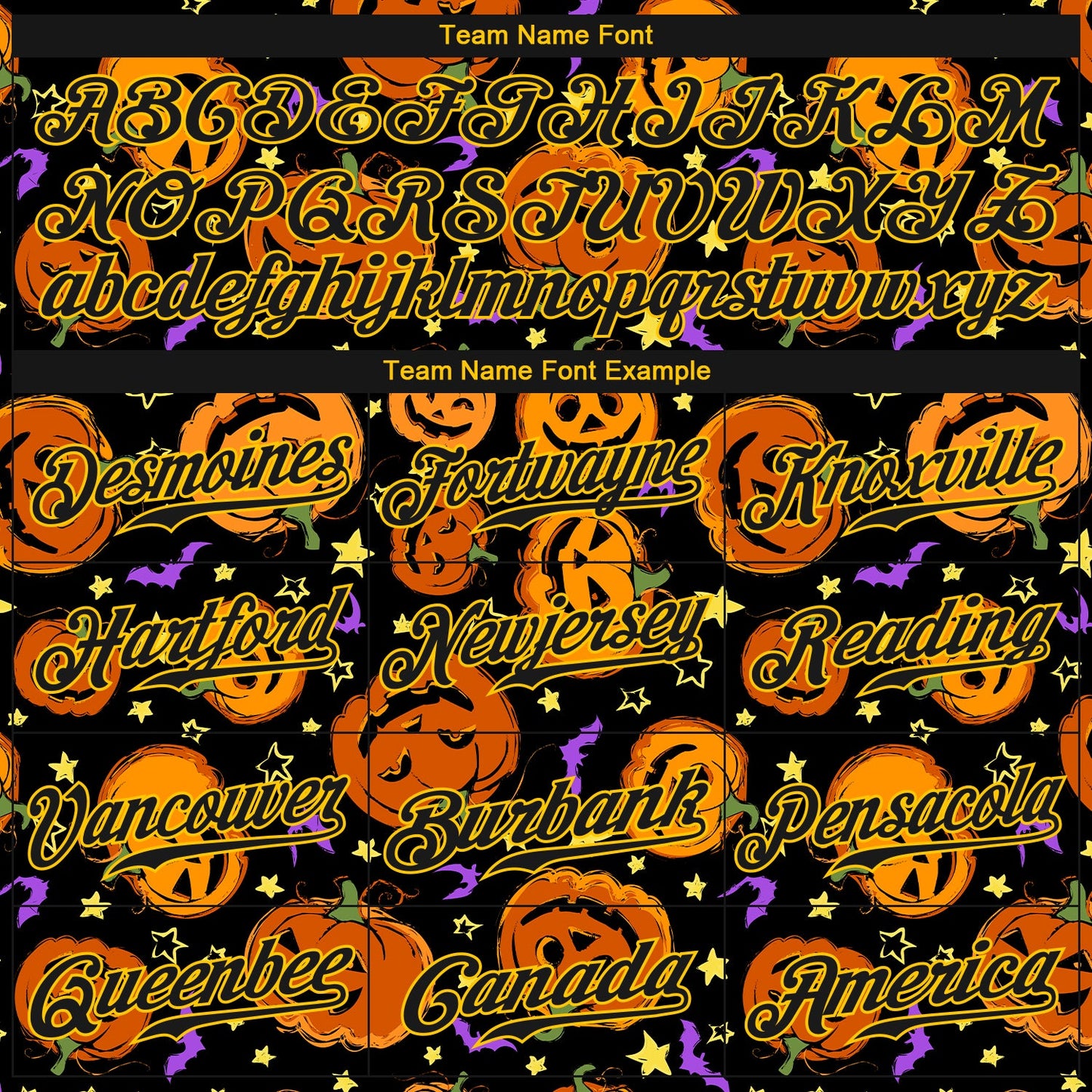 Custom 3D Pattern Halloween Pumpkins Bats Stars Authentic Baseball Jersey - Sky-Custom