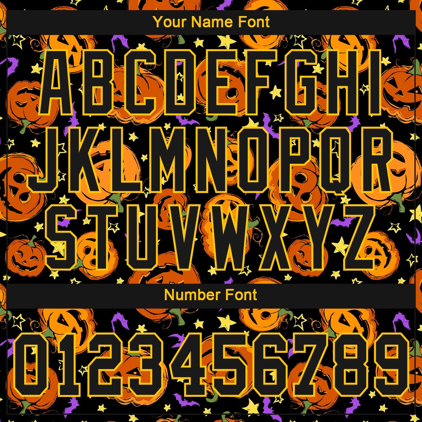 Custom 3D Pattern Halloween Pumpkins Bats Stars Authentic Baseball Jersey - Sky-Custom
