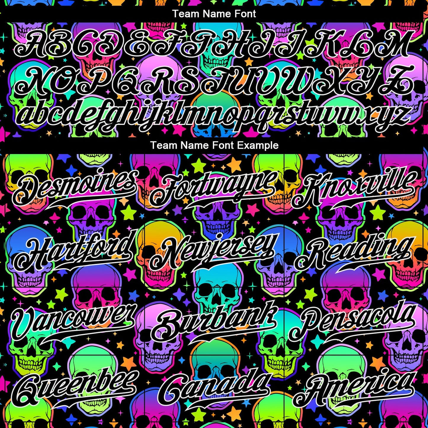 Custom 3D Pattern Bright Multicolored Halloween Skulls Authentic Baseball Jersey - Sky-Custom