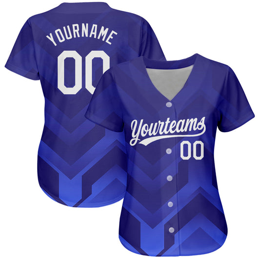 Custom Royal White-Navy 3D Pattern Design Authentic Baseball Jersey - Sky-Custom