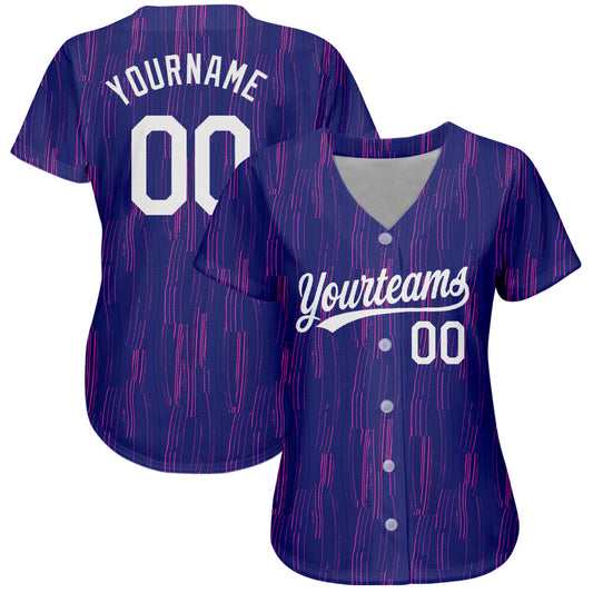 Custom Purple White 3D Pattern Design Authentic Baseball Jersey - Sky-Custom