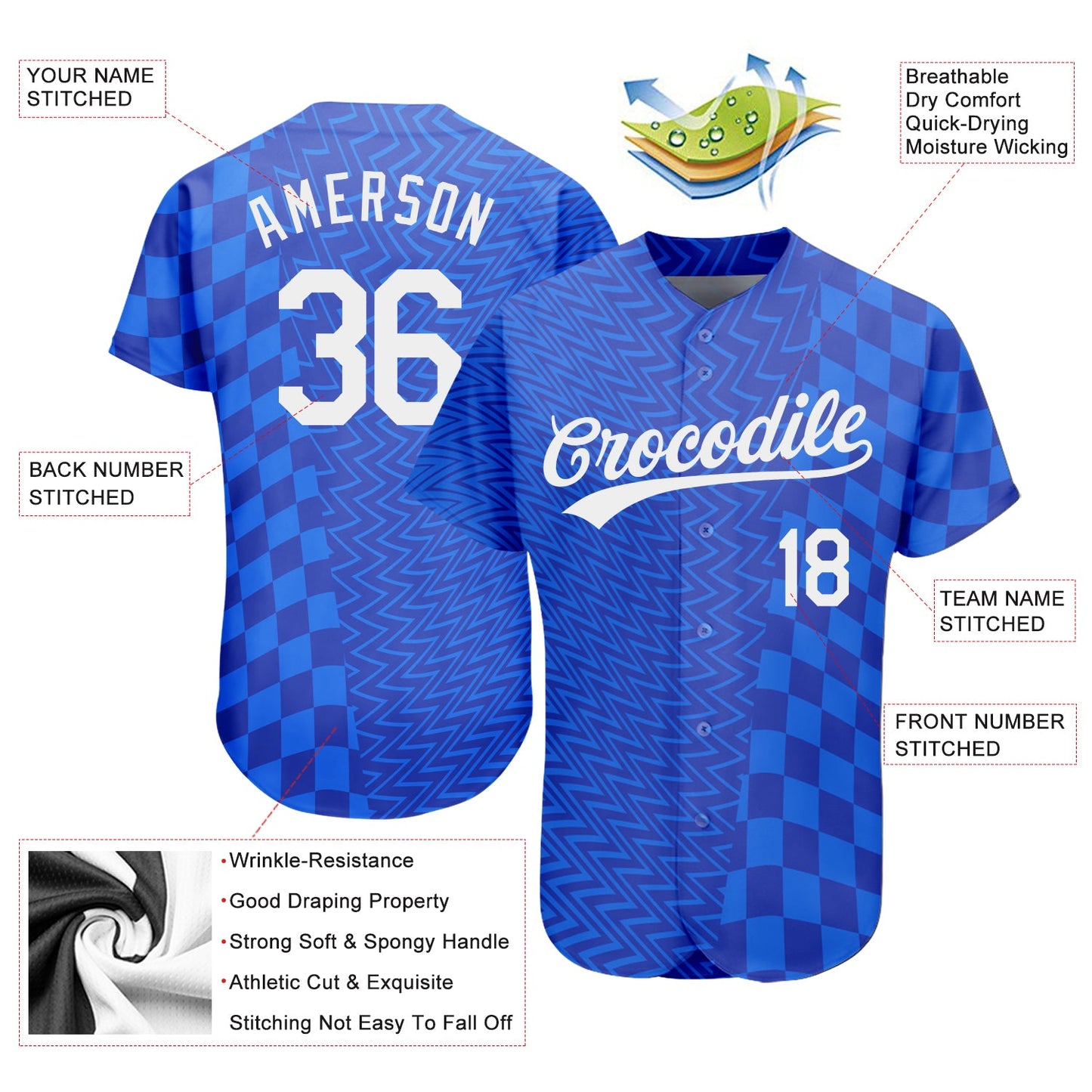 Custom Royal White-Black 3D Pattern Design Authentic Baseball Jersey - Sky-Custom