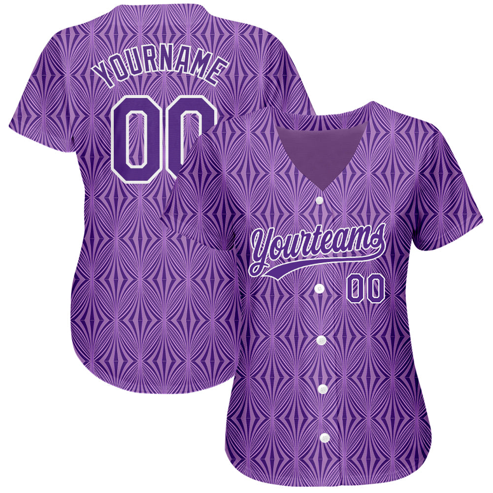 Custom Purple Purple-White 3D Pattern Design Authentic Baseball Jersey - Sky-Custom