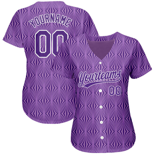 Custom Purple Purple-White 3D Pattern Design Authentic Baseball Jersey - Sky-Custom