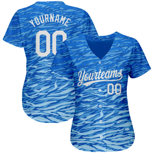Custom Royal White 3D Pattern Design Authentic Baseball Jersey - Sky-Custom