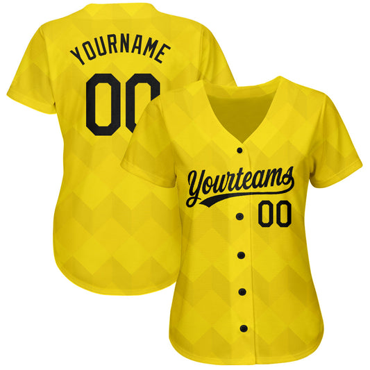 Custom Gold Black 3D Pattern Design Authentic Baseball Jersey - Sky-Custom
