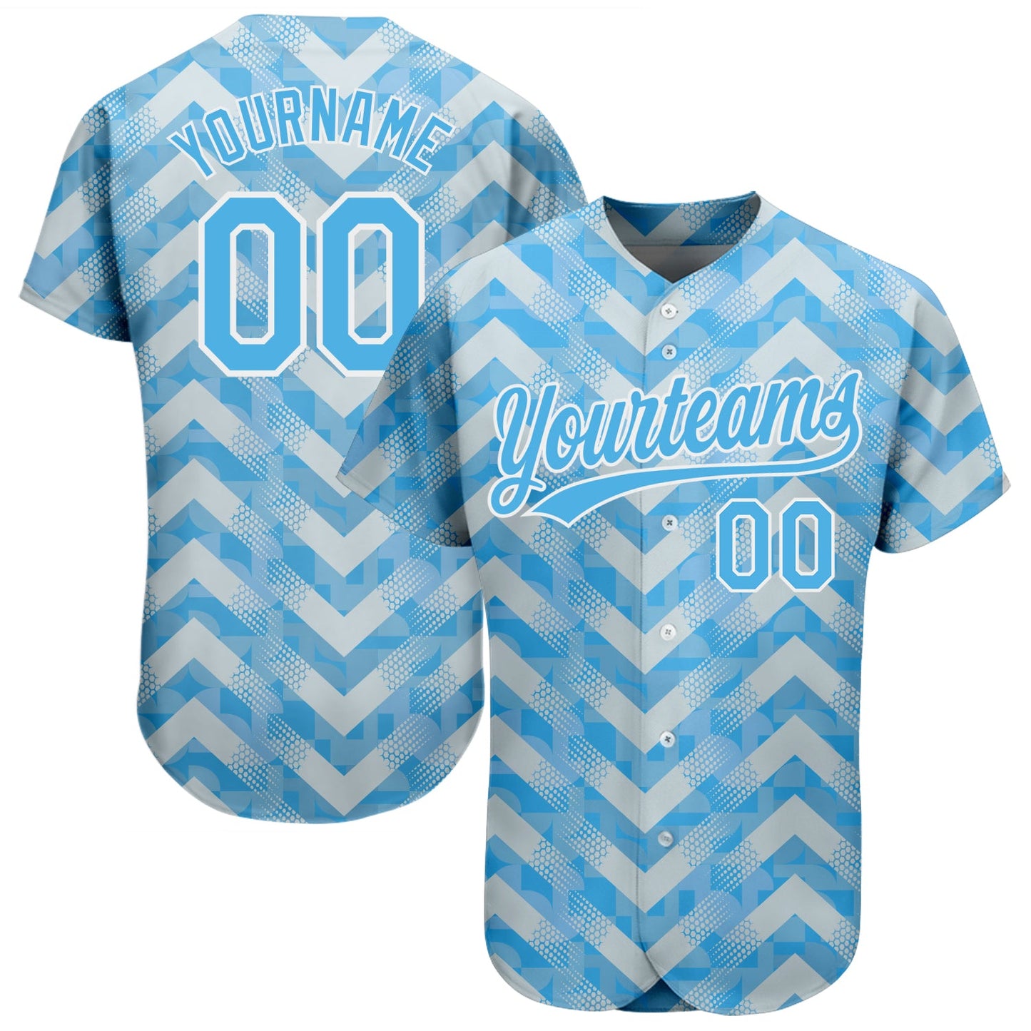 Custom Light Blue Light Blue-White 3D Pattern Design Authentic Baseball Jersey - Sky-Custom