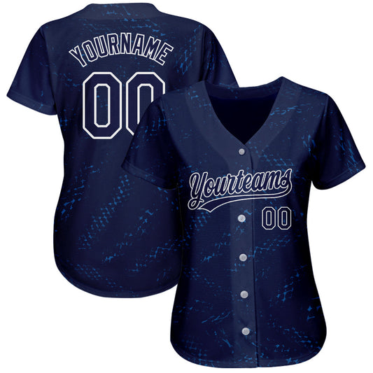 Custom Navy Navy-Black 3D Pattern Design Authentic Baseball Jersey - Sky-Custom