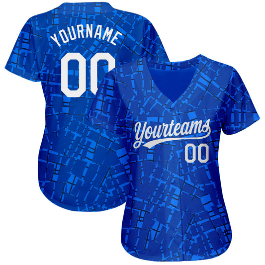 Custom Royal White 3D Pattern Design Authentic Baseball Jersey - Sky-Custom