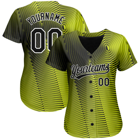 Custom Gold Black-White 3D Pattern Design Authentic Baseball Jersey - Sky-Custom