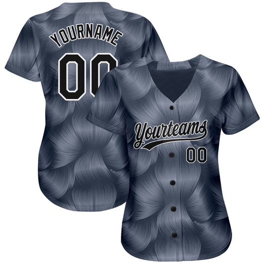 Custom Steel Gray Black-White 3D Pattern Design Authentic Baseball Jersey - Sky-Custom