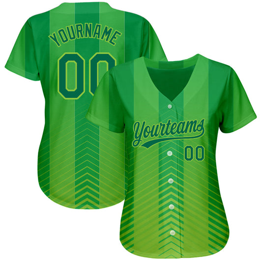 Custom Neon Green Kelly Green 3D Pattern Design Authentic Baseball Jersey - Sky-Custom