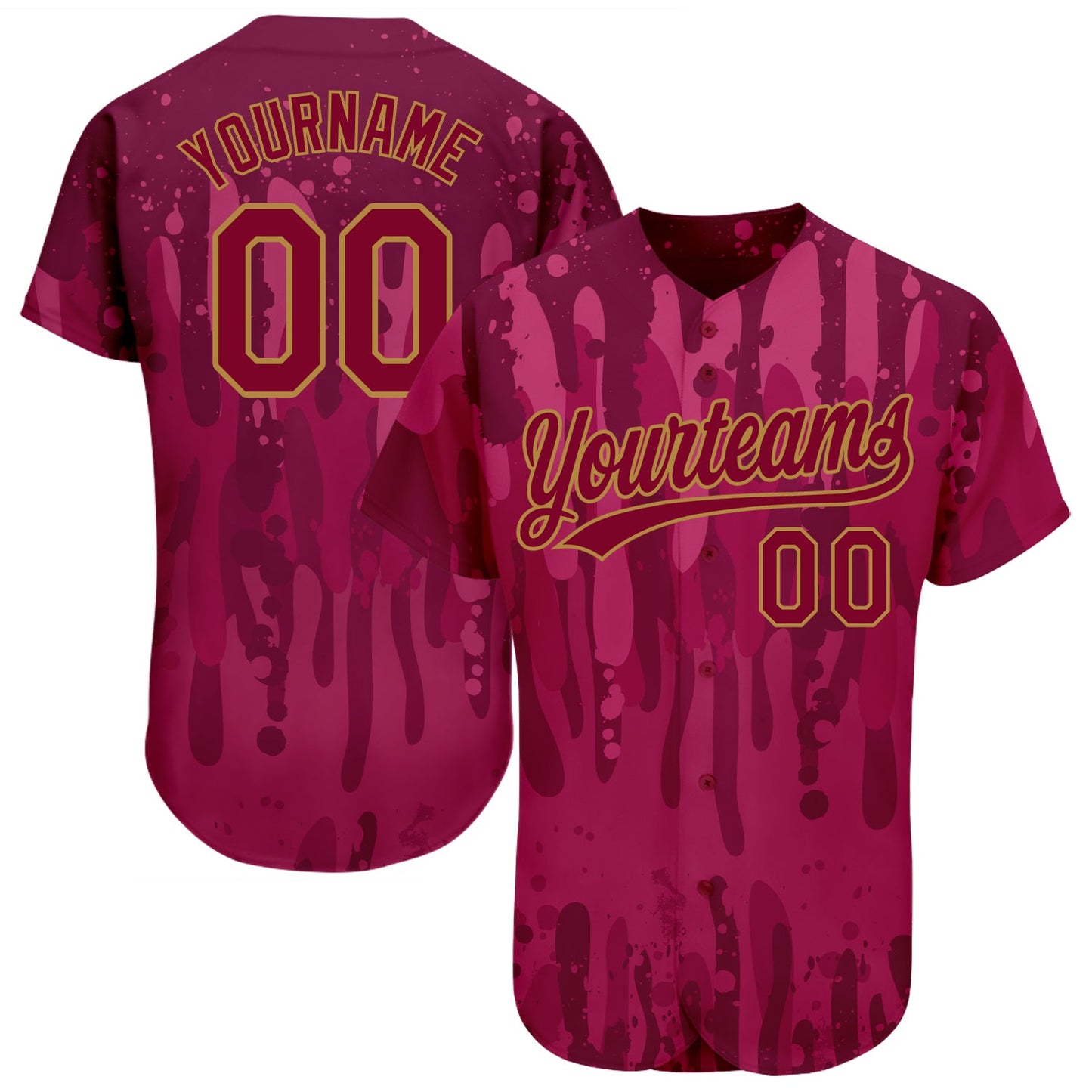 Custom Crimson Crimson-Old Gold 3D Pattern Design Authentic Baseball Jersey - Sky-Custom